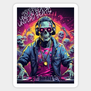 Halloween Zombie DJ Party Sticker